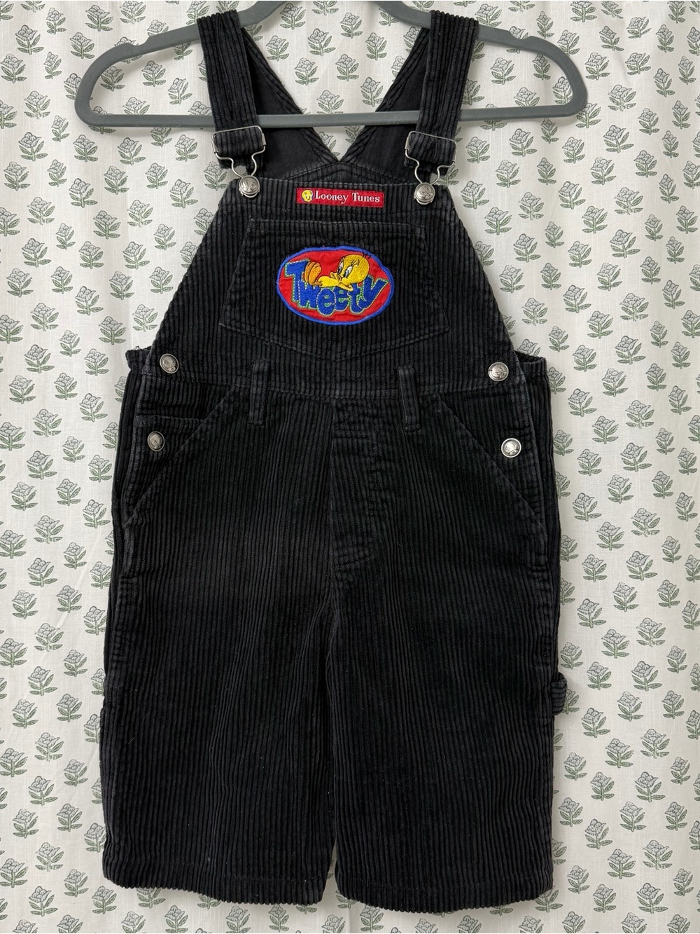 Looney Tunes | Vintage Tweety Black Corduroy Shortalls